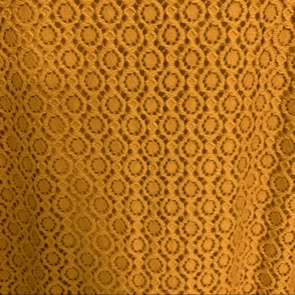 LOFT WOMENS MUSTARD YELLOW CROCHET CAP SLEEVE FORMAL / CASUAL SHIFT DRESS SIZE S - Picture 4 of 10